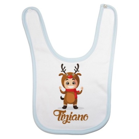 Bavaglino neonato personalizzato con nome baby renna con...
