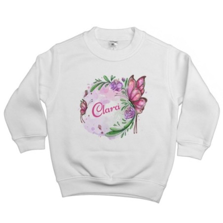Felpa bambina personalizzata con nome farfalla watercolor