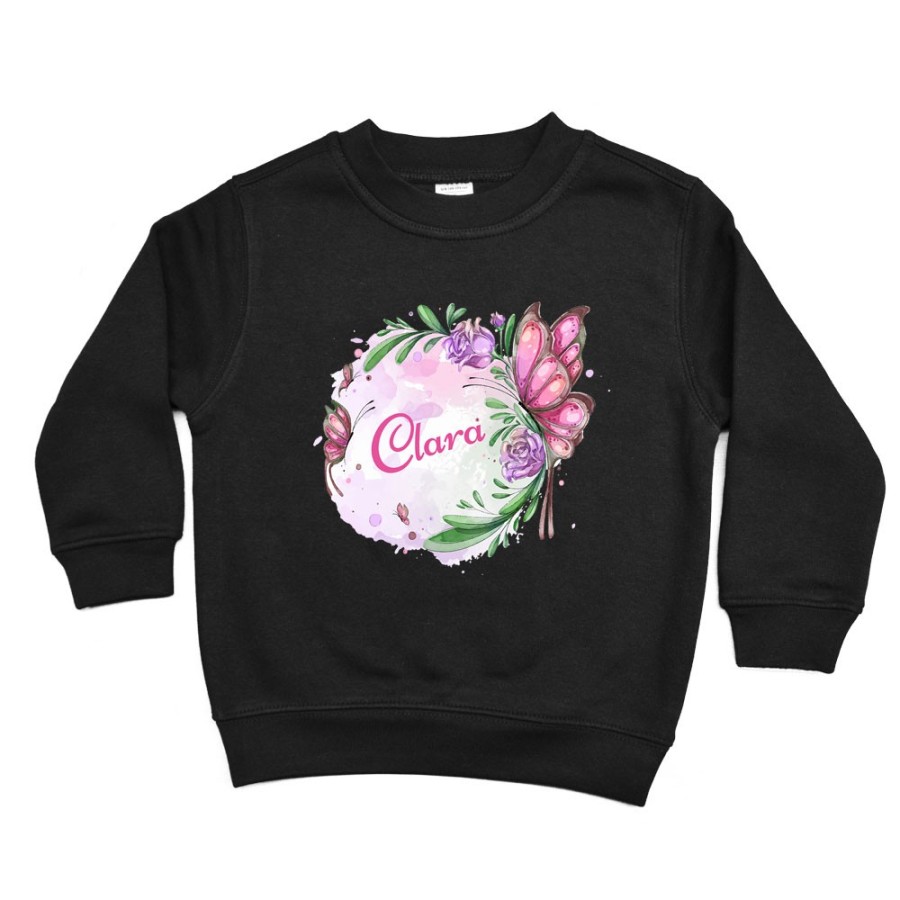 Felpa bambina personalizzata con nome farfalla watercolor Divertenti