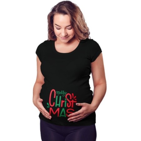Maglia premaman personalizzabile con nome merry christmas colorful Natale