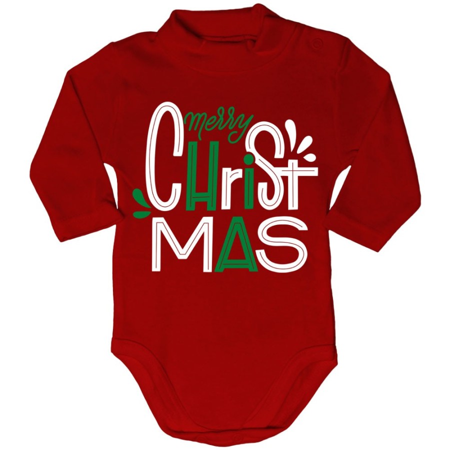 Body lupetto neonato personalizzabile con nome merry christmas colorful Natale