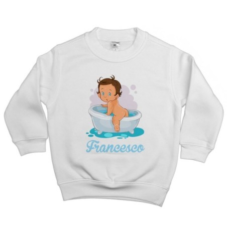 Felpa bambino personalizzata con nome bimbo esce dalla vasca