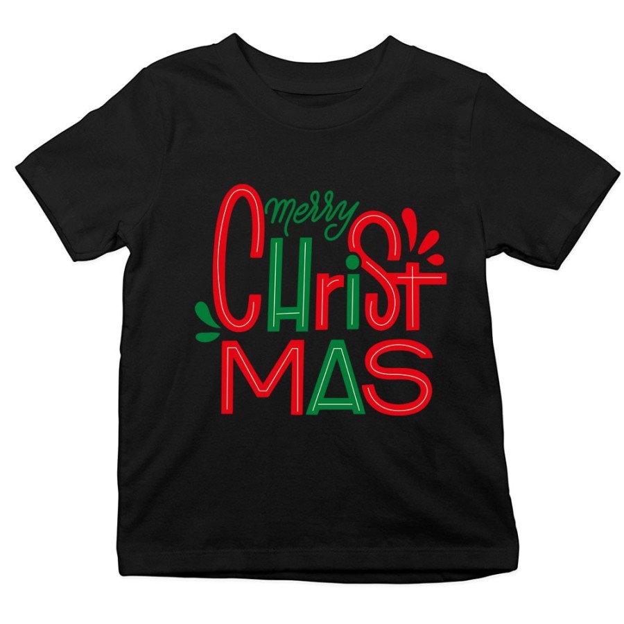 T-shirt bambino personalizzabile con nome merry christmas colorful Natale