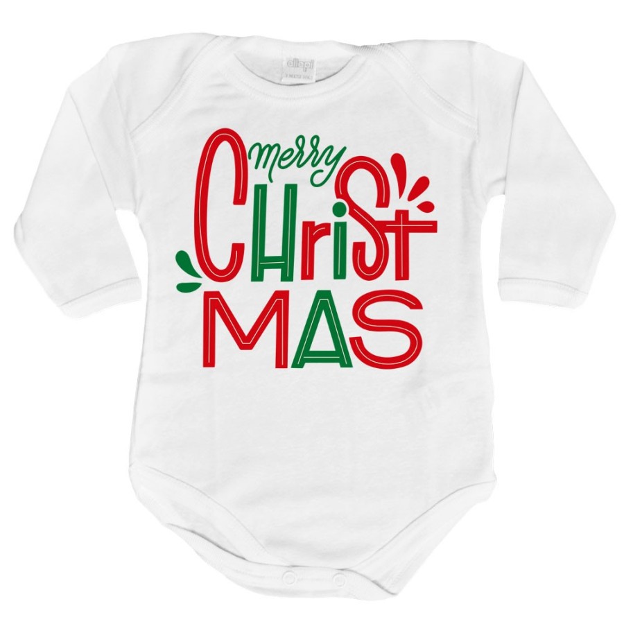 Body neonato personalizzabile con nome merry christmas colorful Natale