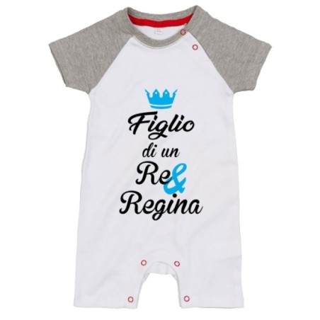 Pagliaccetto neonato figlio figlia di un re e di una regina con corona azzurra fucsia Per la famiglia