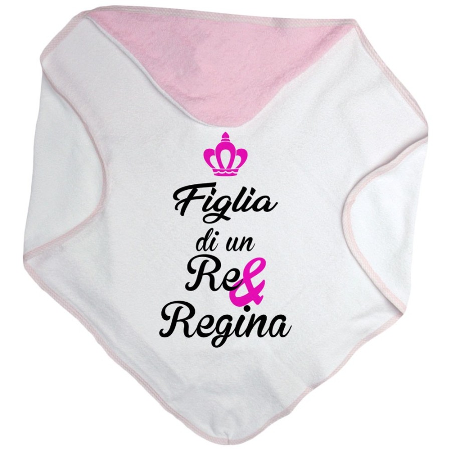 Accappatoio neonato figlio figlia di un re e di una regina con corona azzurra fucsia Per la famiglia