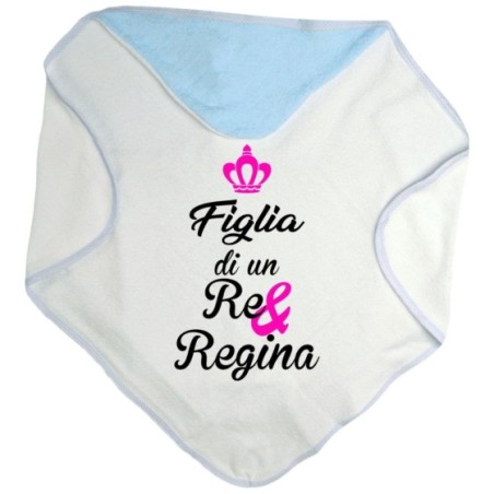 Accappatoio neonato figlio figlia di un re e di una regina con corona azzurra fucsia Per la famiglia