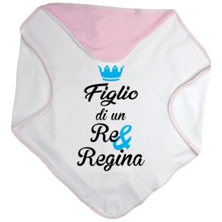 Accappatoio neonato figlio figlia di un re e di una regina con corona azzurra fucsia Per la famiglia