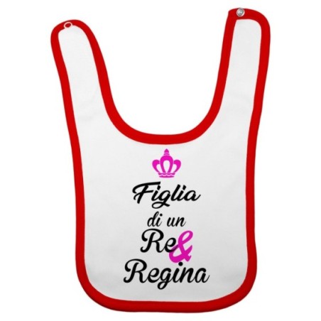 Bavaglino neonato figlio figlia di un re e di una regina con corona azzurra fucsia Per la famiglia