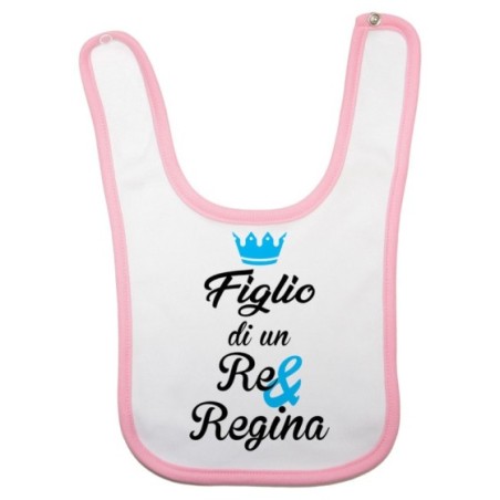 Bavaglino neonato figlio figlia di un re e di una regina con corona azzurra fucsia Per la famiglia