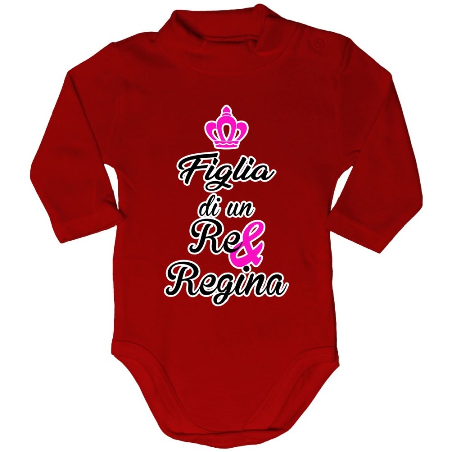 Body lupetto neonato figlio figlia di un re e di una regina con corona azzurra fucsia Per la famiglia