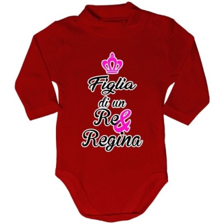 Body lupetto neonato figlio figlia di un re e di una regina con corona azzurra fucsia Per la famiglia