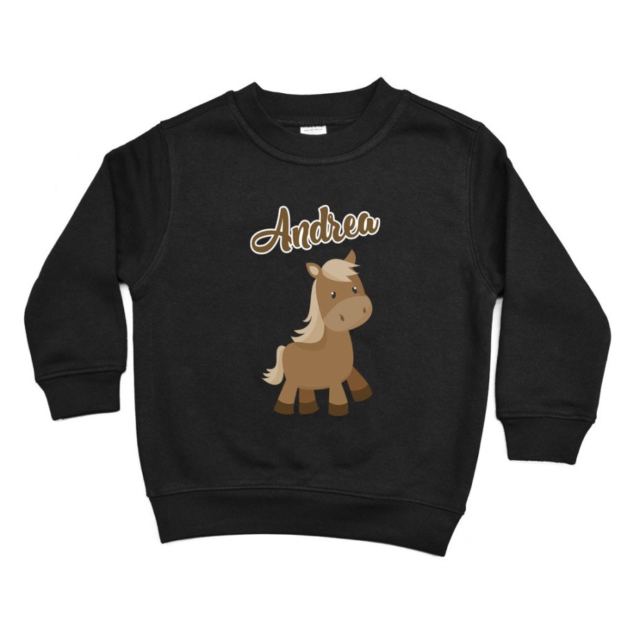 Felpa bambino personalizzata con nome baby pony Divertenti