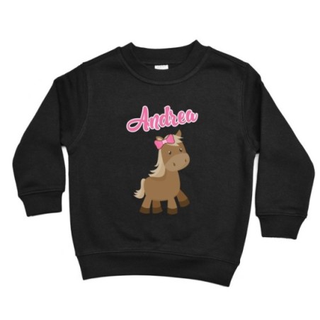 Felpa bambino personalizzata con nome baby pony Divertenti