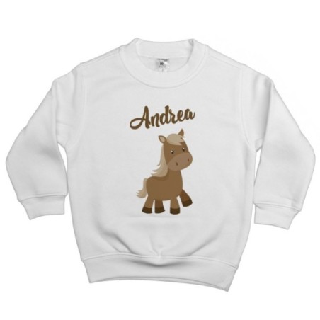 Felpa bambino personalizzata con nome baby pony Divertenti