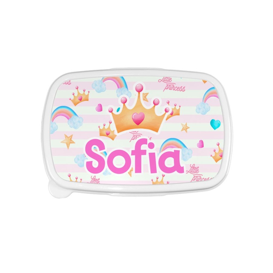Porta pranzo personalizzato con nome con corona watercolor Divertenti