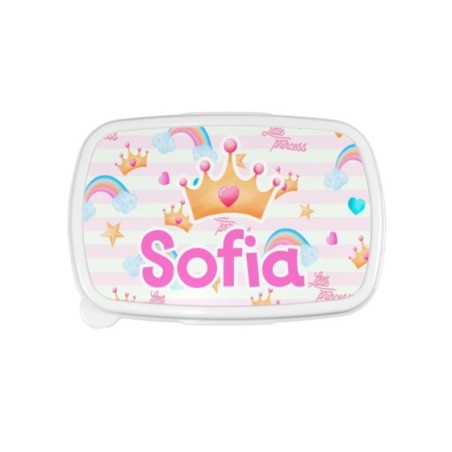 Porta pranzo personalizzato con nome con corona watercolor
