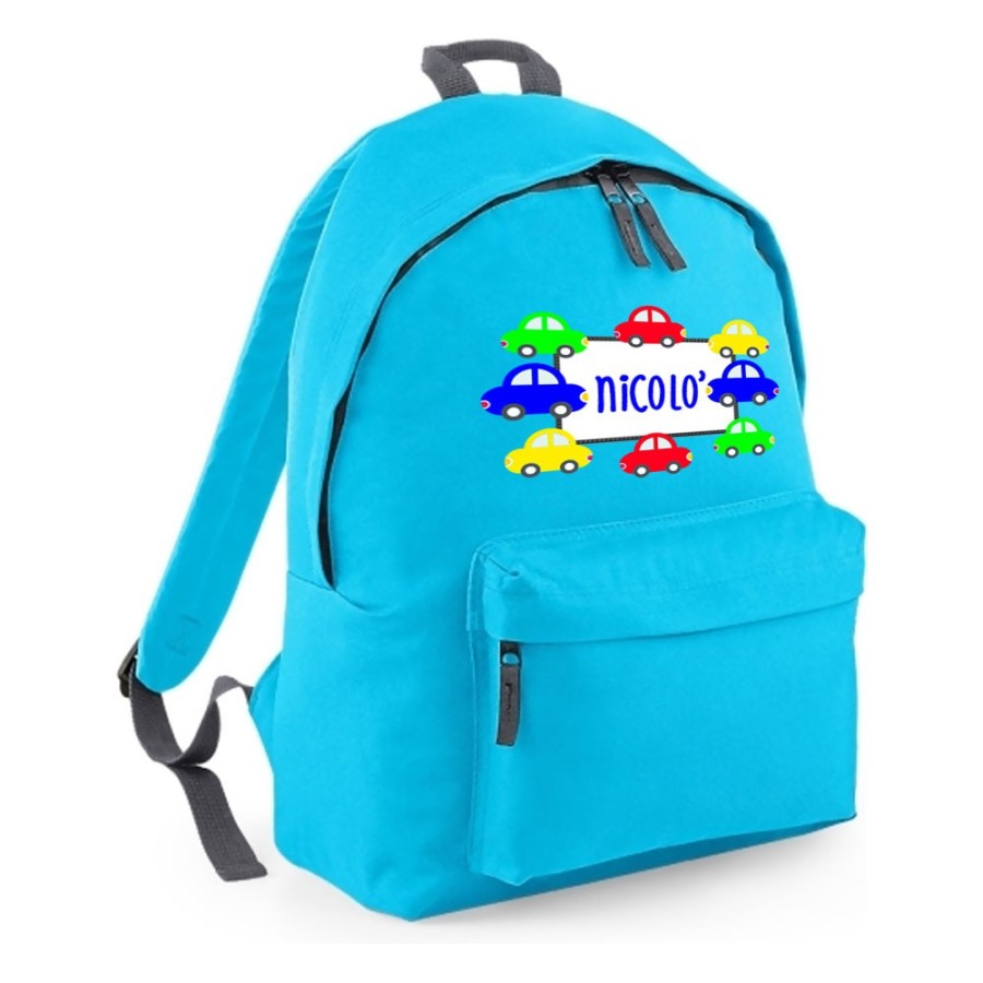 Zaino personalizzato con nome con macchinine Divertenti