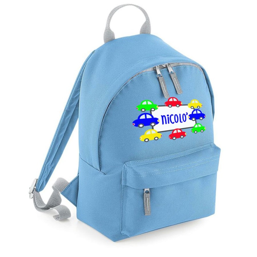 Zaino personalizzato con nome con macchinine Divertenti