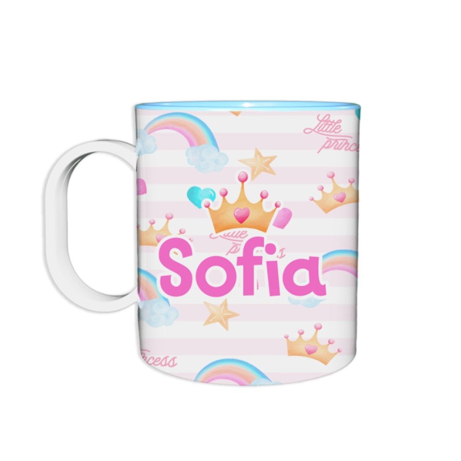 Tazza per la scuola personalizzata con nome con corona watercolor Divertenti