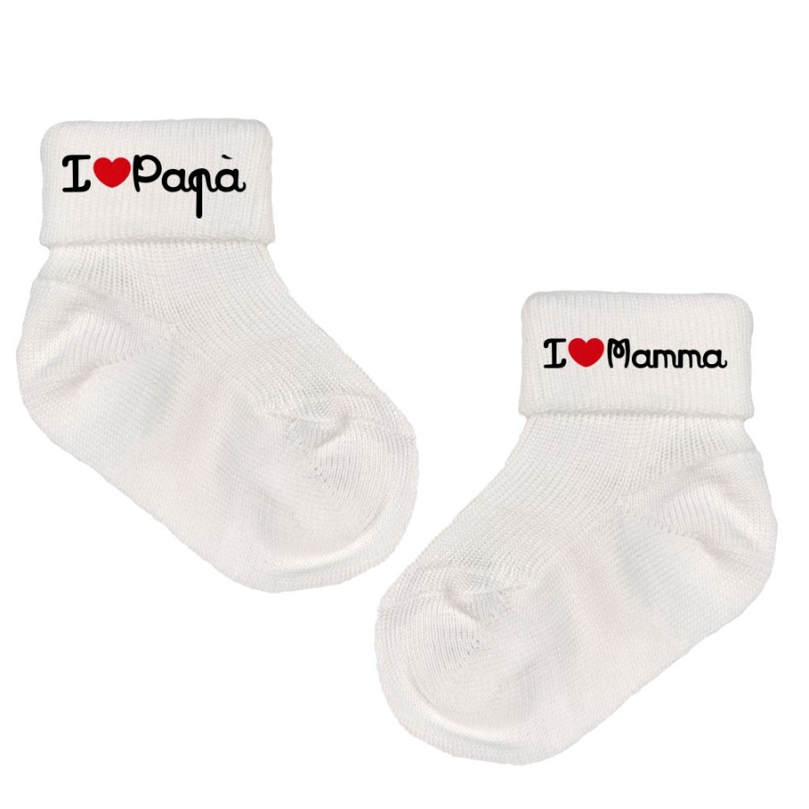 Calzini neonato i love mamma i love papà Per la famiglia