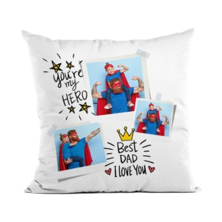 Cuscino personalizzato con foto you are my hero best dad i love you Per il papà