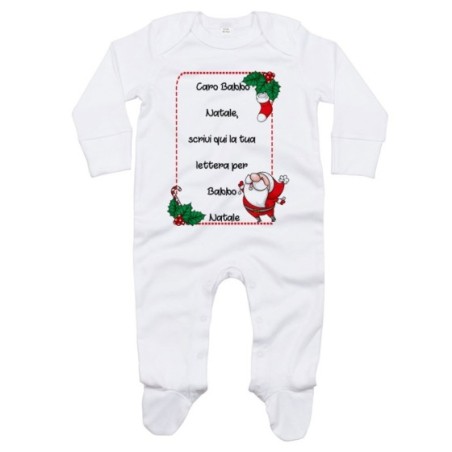 Tutina neonato personalizzata con testo lettera a babbo...