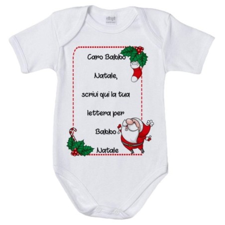 Body neonato personalizzato con testo lettera a babbo...