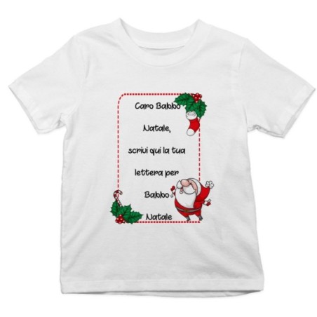 T-shirt bambino personalizzata con testo lettera a babbo...