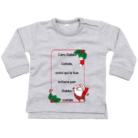 Felpa neonato personalizzata con testo lettera a babbo...