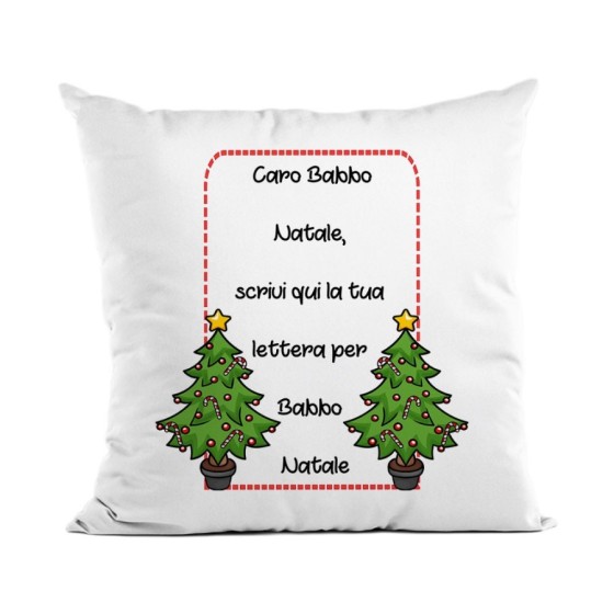 Cuscino personalizzato con testo lettera a babbo natale con alberi di natale Natale