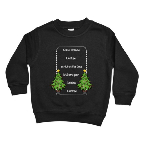 Felpa bambino personalizzata con testo lettera a babbo natale con alberi di natale Natale