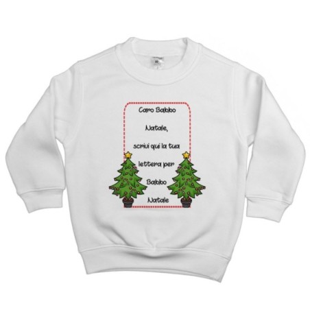 Felpa bambino personalizzata con testo lettera a babbo natale con alberi di natale Natale