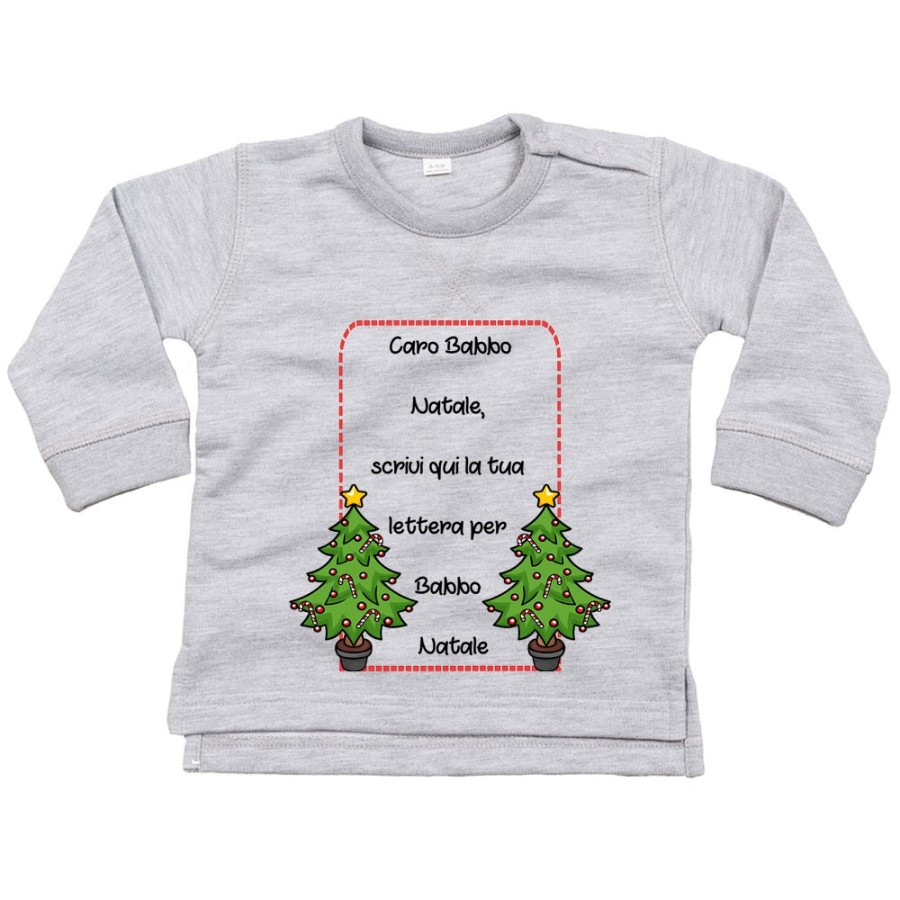 Felpa neonato personalizzata con testo lettera a babbo natale con alberi di natale Natale