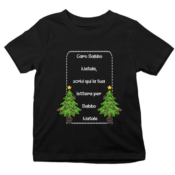 T-shirt bambino personalizzata con testo lettera a babbo natale con alberi di natale Natale