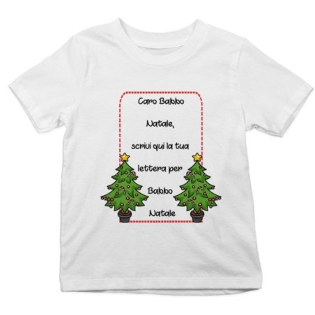 T-shirt bambino personalizzata con testo lettera a babbo natale con alberi di natale Natale