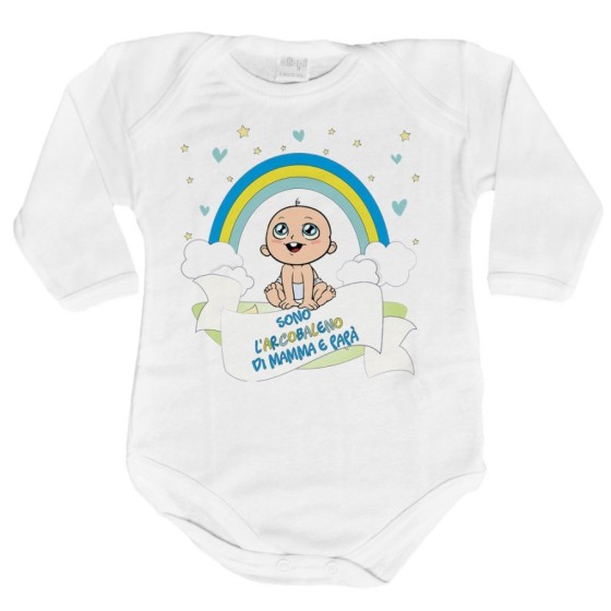 Body neonato sono l'arcobaleno di mamma e papà con bambino Per la famiglia