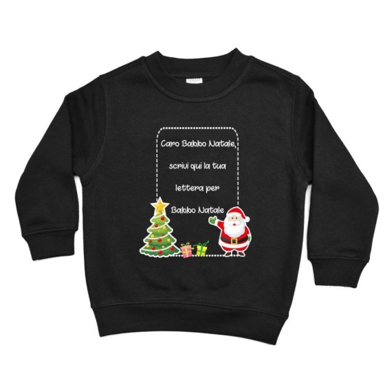 Felpa bambino personalizzata con testo lettera a babbo natale con albero natalizio Natale