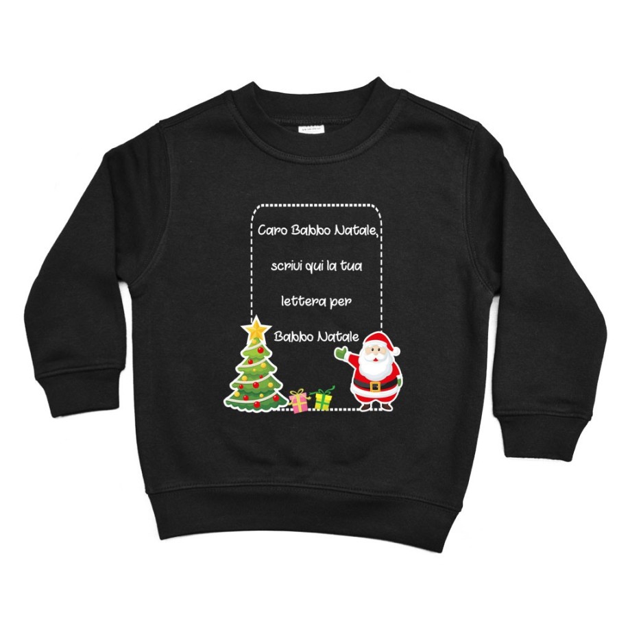 Felpa bambino personalizzata con testo lettera a babbo natale con albero natalizio Natale