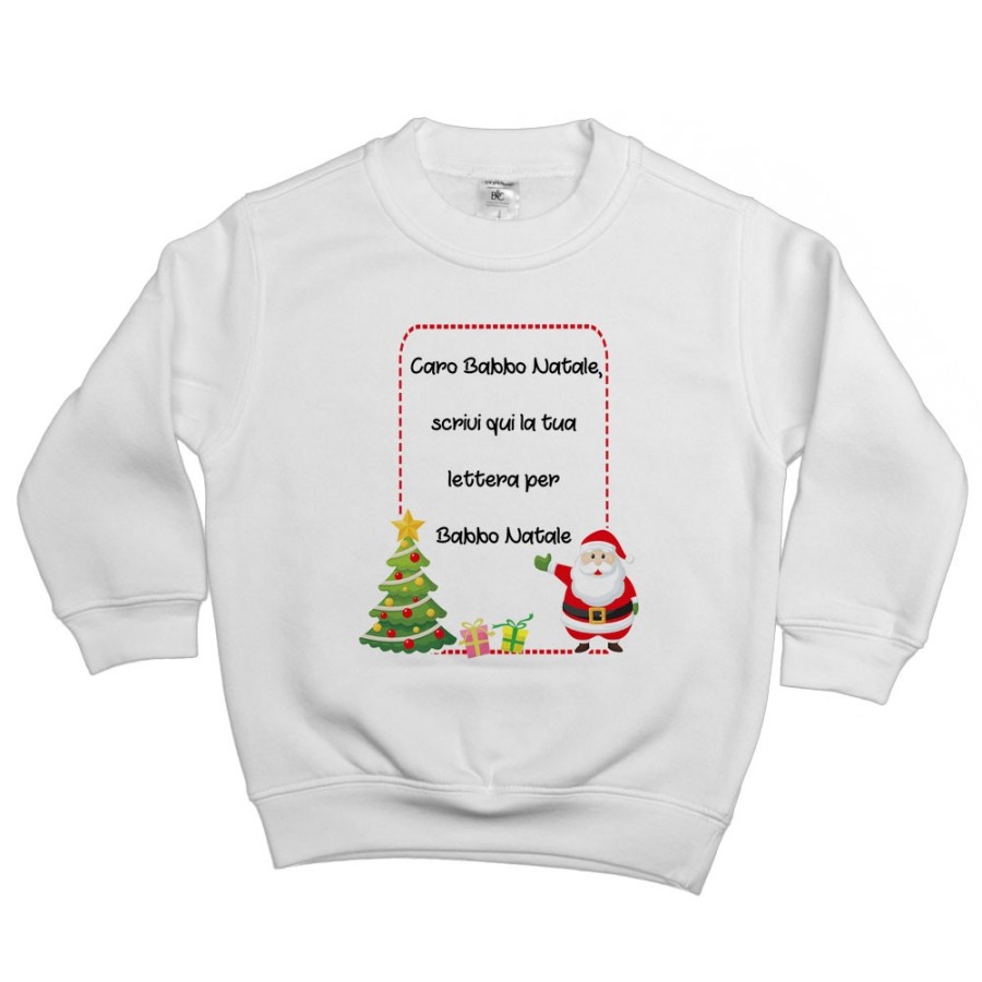 Felpa bambino personalizzata con testo lettera a babbo natale con albero natalizio Natale