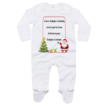 Tutina neonato personalizzata con testo lettera a babbo...