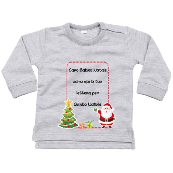 Felpa neonato personalizzata con testo lettera a babbo natale con albero natalizio Natale
