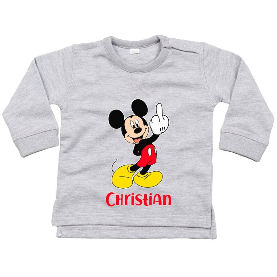Felpa neonato personalizzata con nome topolino - minnie dito medio Cartoon