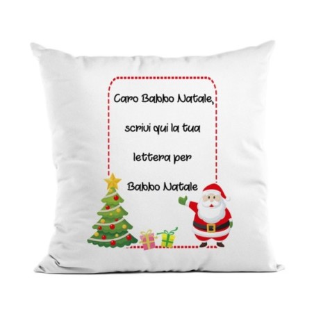Cuscino personalizzato con testo lettera a babbo natale...