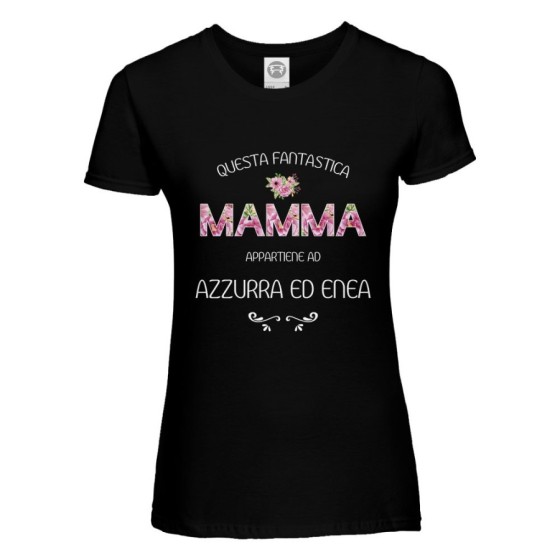 T-shirt donna personalizzata con nomi questa fantastica mamma appartiene a  Per la mamma