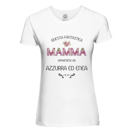 T-shirt donna personalizzata con nomi questa fantastica mamma appartiene a  Per la mamma