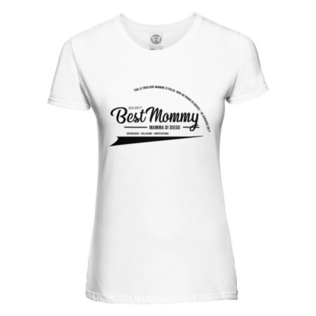 T-shirt donna personalizzata con nome del bambino e data best mommy Per la mamma