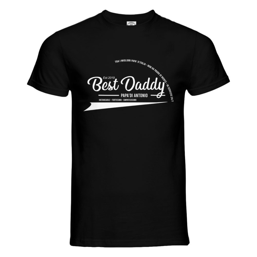 T-shirt uomo personalizzata con nome e anno best daddy instancabile fortissimo simpaticissimo Per il papà