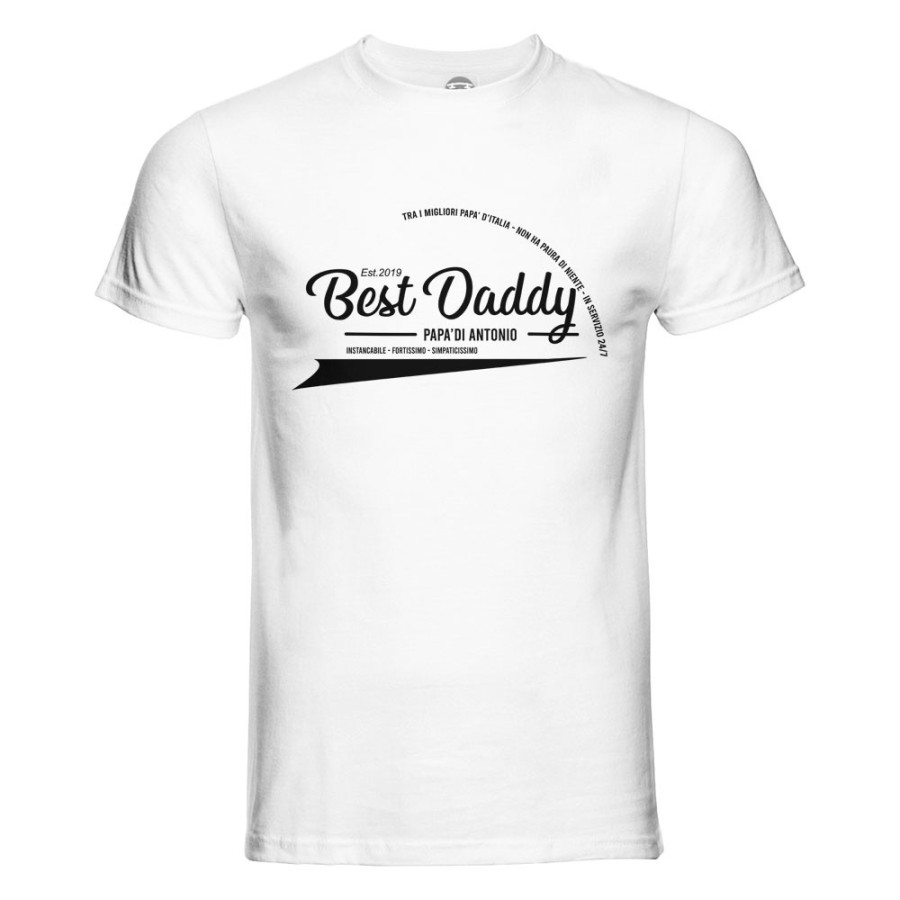 T-shirt uomo personalizzata con nome e anno best daddy instancabile fortissimo simpaticissimo Per il papà