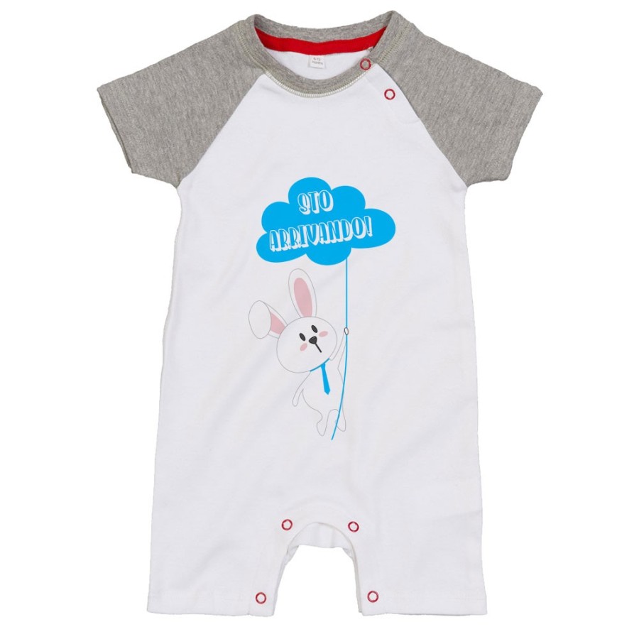 Pagliaccetto neonato personalizzabile con nome sto arrivando coniglietto sale la fune Pasqua